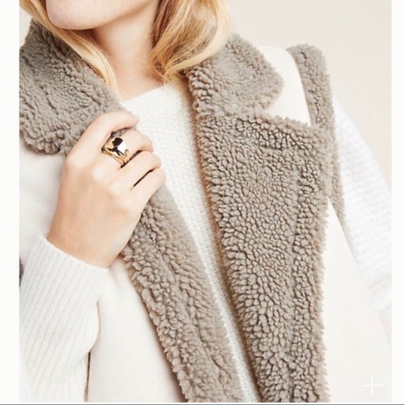 Anthropologie AKEMI+KIN Phoebe Sherpa Lined Open Front Faux Suede Vest C… - Picture 8 of 15